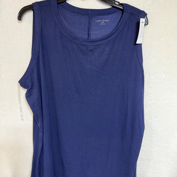 Lane Bryant Ribbed Tank Top Size 26/28 Navy Tunic Basic Minimal Layer Flowy NEW - Picture 2 of 10